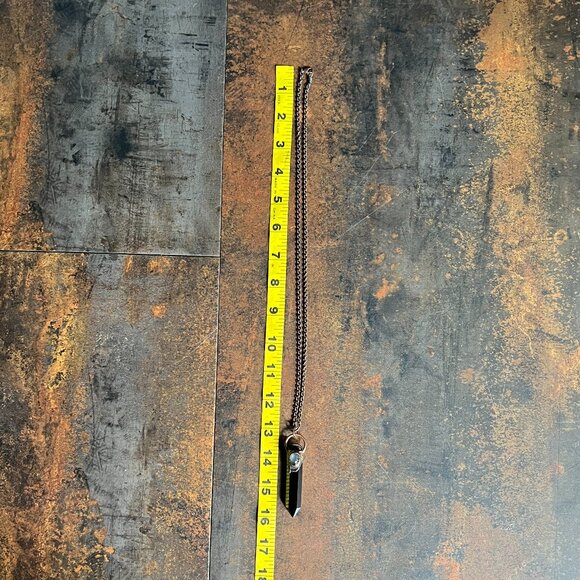 Black Obsidian & Gray Moonstone Pendant Necklace by Query Eve - Picture 5 of 6